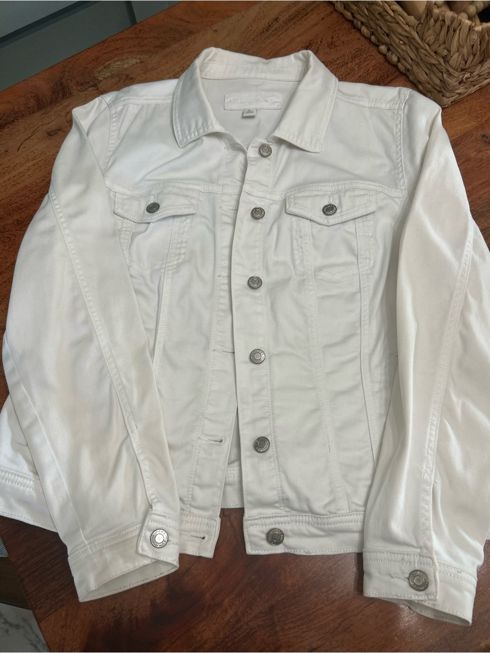 Maurices White Women's Denim Jacket with Button Front